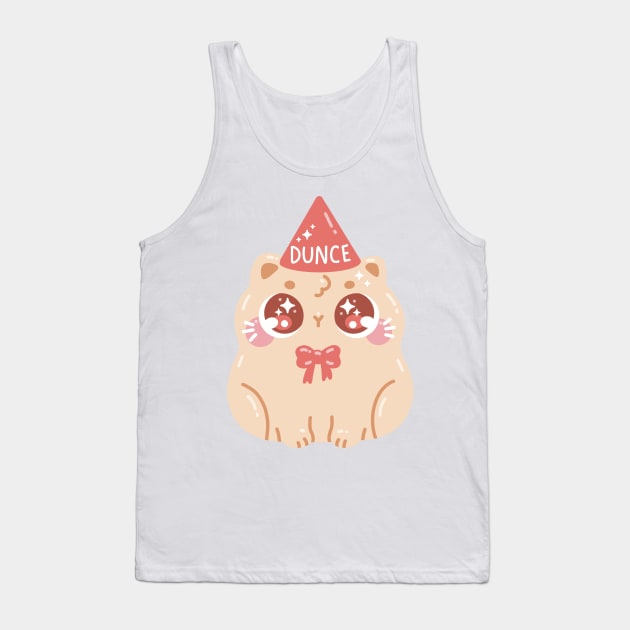 Dunce Cute Funny Cat Art Tank Top by Sweetums Art Shop